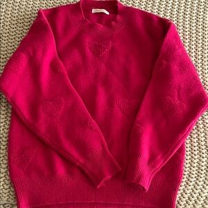 Cozy hot pink Heart Sweater